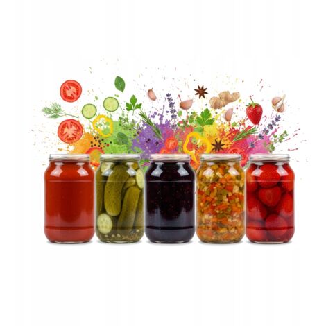 Lot de 16 bocaux en verre de 900 ml SANS COUVERCLE pour confitures, compotes, cornichons, miel (1/5)
