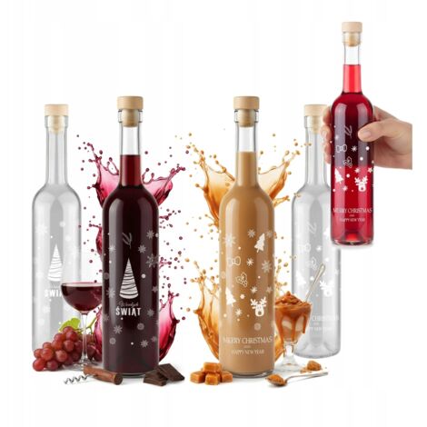 Lot de 5 bouteilles en verre de liqueur Futura 500 ml avec impression, cadeau de Noël (1/5)