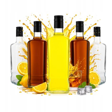 Lot de 5 bouteilles en verre JACK WALKER de 700 ml avec bouchon, pour whisky, moonshine, jus de fruits et vin.