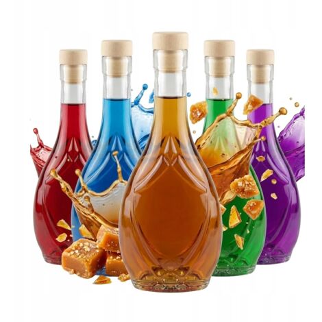 Lot de 5 bouteilles en verre ICONA 250 ml - Cadeau de Noël - Liqueurs, Vin, Jus (1/5)