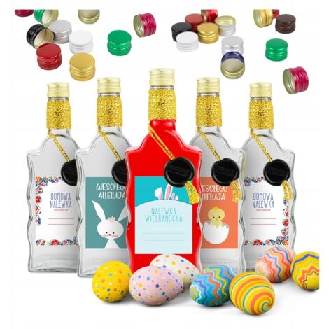 Bouteille en verre décorée pour Pâques (500 ml) - Idéale pour liqueurs et teintures - Cadeau (1/5)