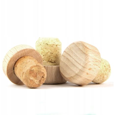 10x TÊTES EN LIÈGE ET BOIS DE CHAMPIGNON NATUREL (1/5)