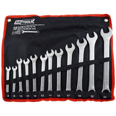 Jeu de clés mixtes AWTOOLS, 12 pièces : 8, 9, 10, 11, 12, 13, 14, 15, 17, 19, 22, 24 mm (1/3)