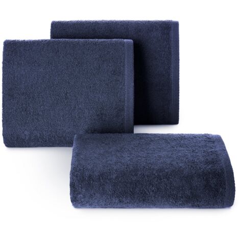 SERVIETTE DE BAIN EUROFIRANY CLASSIQUE EN COTON LISSE 1 50X100CM BLEU MARINE (1/5)