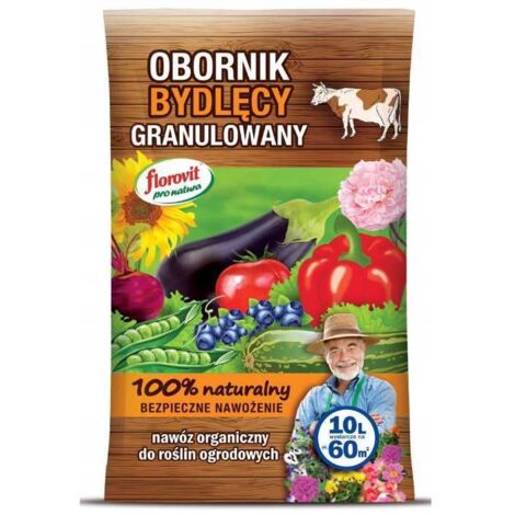 Florovit, fumier de bovins granulé biologique 10 L pour plantes de jardin (1/2)