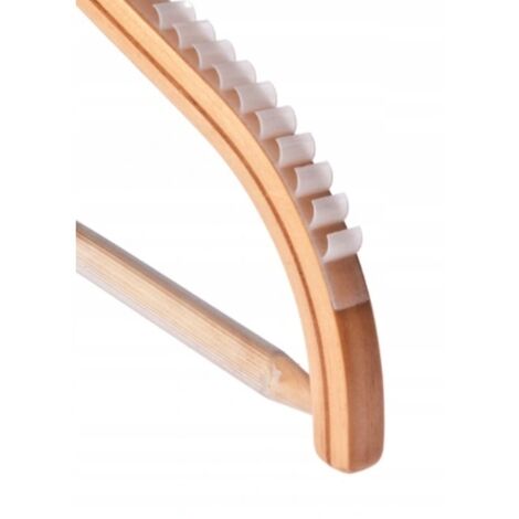 Cintre en bois antidérapant avec barre transversale pour pantalons (1/2)