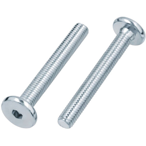 Vis à tête plate pour meubles M6x35 en acier galvanisé, lot de 50 pièces