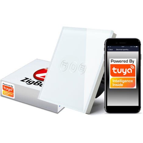 Interrupteur tactile en verre Tuya Zigbee pour stores blancs (1/5)