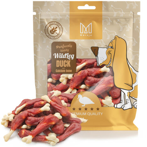 Cuisse calcaire au canard, friandise naturelle pour chiens, Mersjo, WildLeg, 500 g (1/5)