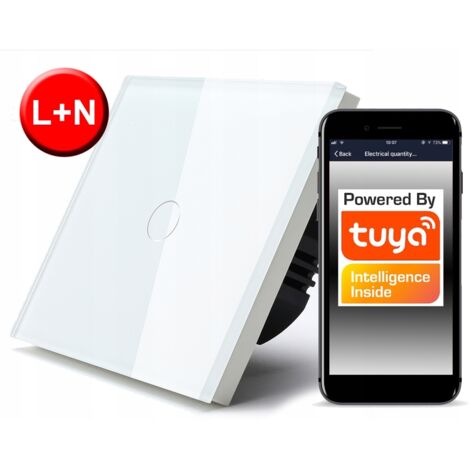 Interrupteur tactile WiFi TUYA 1 circuit blanc L+N (1/5)