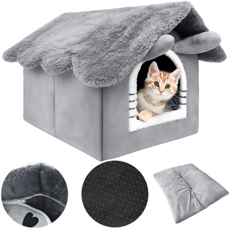 Maison pour chat, lit moelleux, parc à jeux, lit douillet, niche pour Mersjo