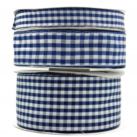 Ruban de satin à carreaux bleu, rouleau de 38 mm et 22 m, pour la décoration (1/5)