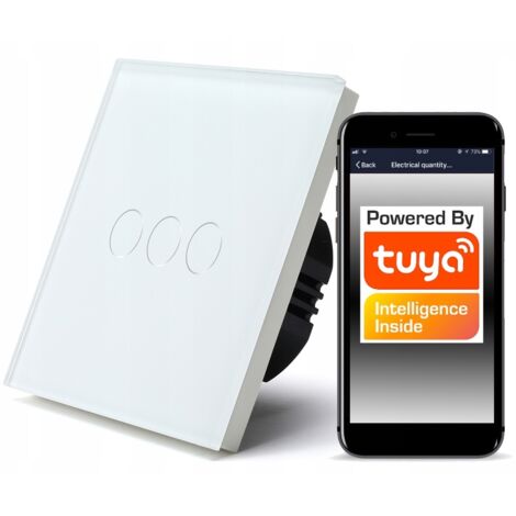Interrupteur tactile WiFi TUYA 3 circuits blanc avec N/sans N (1/5)