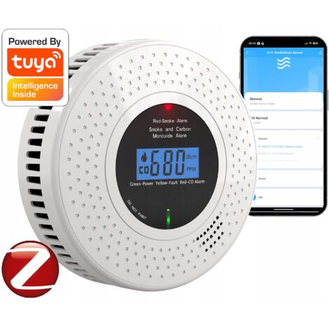 Détecteur de fumée et de monoxyde de carbone 2 en 1 TUYA CERTIFIÉ ZIGBEE