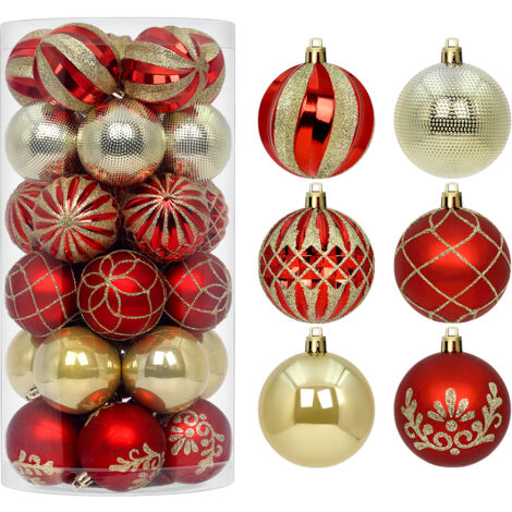 Ensemble de boules de Noël StarryLights, rouge et or - décorations de Noël élégantes (1/5)
