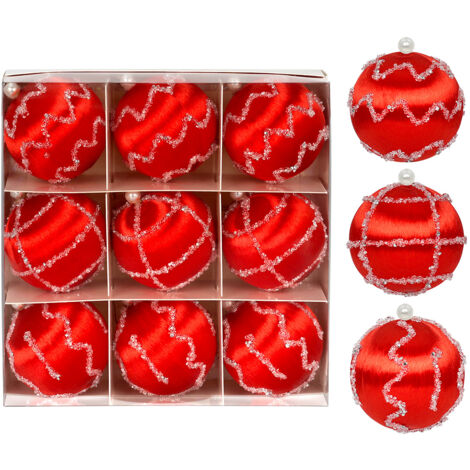 Ensemble de boules de Noël rouges StarryLights avec décorations - décorations de Noël élégantes (1/5)