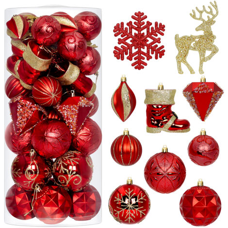 Ensemble de boules de Noël StarryLights, rouge et or, 42 x 19 x 19 cm (1/5)