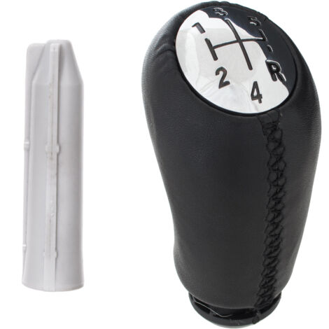 Pommeau de levier de vitesse Renault Kangoo II 5 vitesses cuir noir + chrome + adaptateur / adaptateur de levier de vitesses 2 pièces. SET