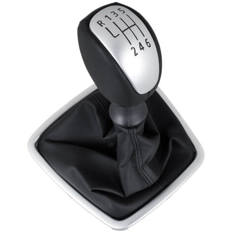 Pommeau de levier de vitesse Renault Laguna III 07-15 NOIR / ARGENT + SOUFFLETS NOIRS AVEC CADRE ARGENT 6 VITESSES