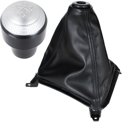 Pommeau de levier de vitesse Hyundai Tucson I 04-10 ARGENT + SOUFFLETS NOIRS avec cadre 5 VITESSES