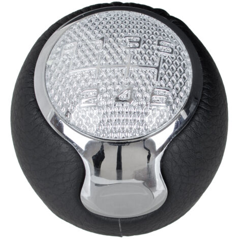 Pommeau de levier de vitesse 6 vitesses en cuir écologique noir et chrome pour Alfa Romeo Mito 2008