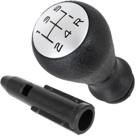 Pommeau de levier de vitesse Peugeot 306 NOIR + ARGENT SCHÉMA NOIR + adaptateur / adaptateur de levier de levier de vitesses 2 pièces. SET