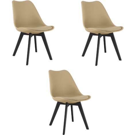 Chaise MARK - beige foncé / pieds noirs x 3 (1/5)