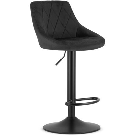 Tabouret KAST - velours noir / base noire