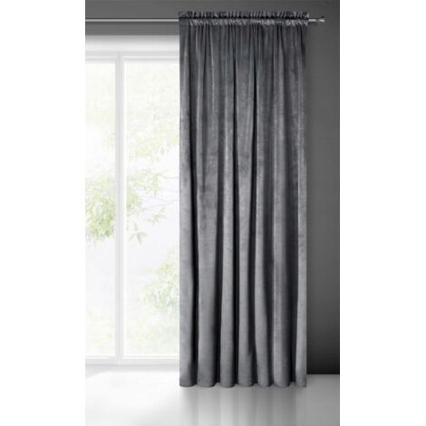 Rideau Melanie en velours sur bande 140x270 cm gris (1/5)