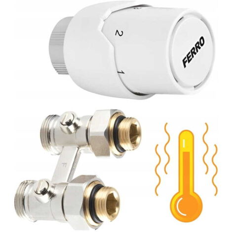 Kit thermostatique droit pour radiateurs à alimentation par le bas avec tête GT20 (1/3)