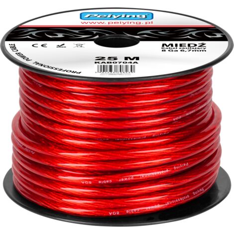 Câble automobile en cuivre 8 AWG, diamètre extérieur 6,7 mm, 25 m (1/2)