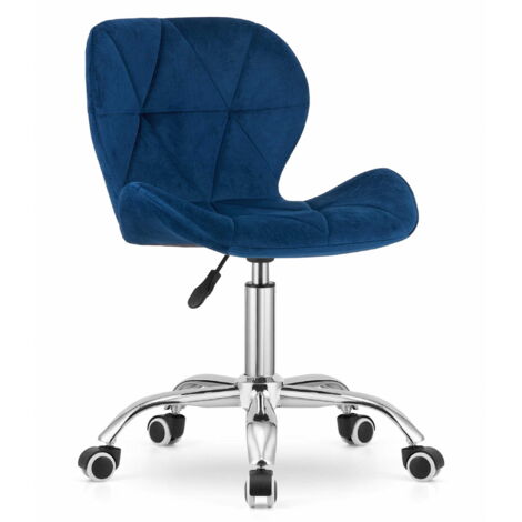 Fauteuil pivotant AVOLA en velours - bleu marine