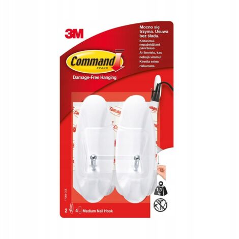 Crochets adhésifs Command blancs, lot de 2, 1,3 kg (1/2)