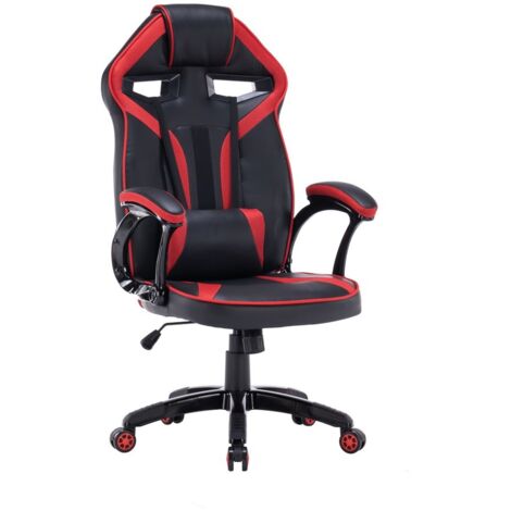 DREFT - Fauteuil gamer style moderne chambre d’ado - 120-130x66x67 - Noir et rouge (1/4)
