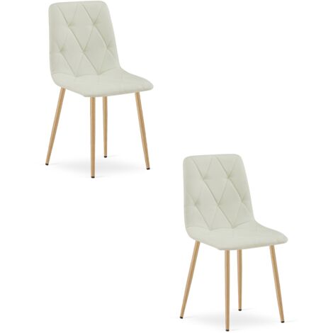 Chaise Libra - tissu beige / pieds couleur bois x 2 (1/5)