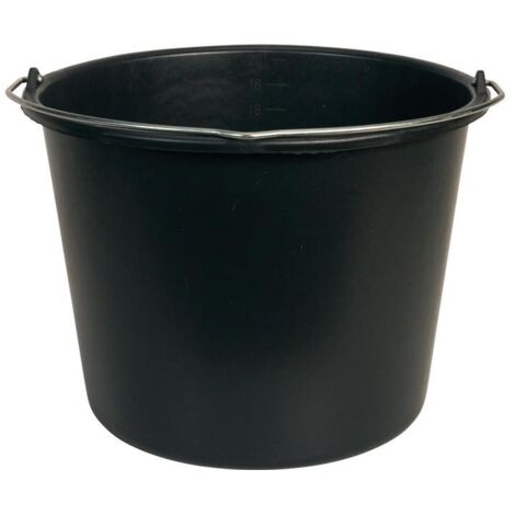 Perel – Seau de maçon 20L en plastique noir – Résistant aux chocs – Pour chantiers humides et terrains accidentés – Capacité 20 litres