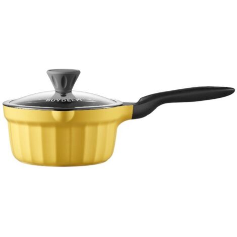 Marmite émaillée BUYDEEM avec couvercle en verre 1,8 l, modèle CP141, couleur jaune doux (1/4)