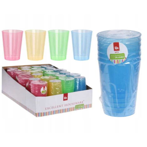 Lot de 6 gobelets en plastique colorés