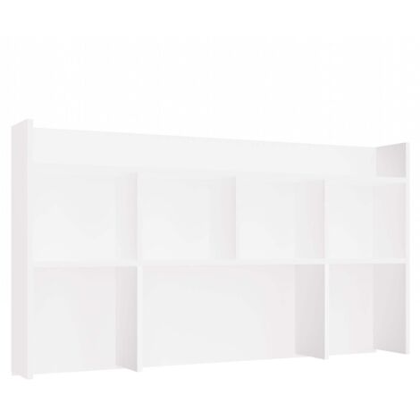 Topeshop – Rangement surélevé de bureau 130 cm – 5 étagères blanches – Structure solide en panneau de particules – Design moderne et minimaliste