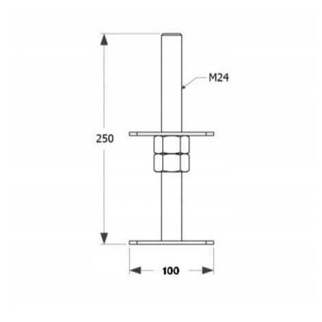 Embase de poteau M24 100x250x4mm noire (1/2)