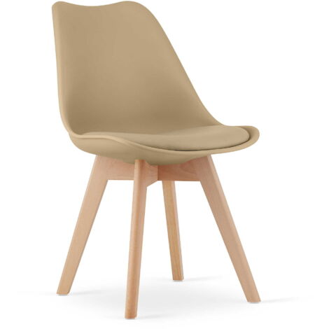 Chaise MARK - beige foncé / pieds naturels x 1
