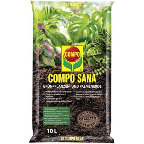 Compo Sana Substrat pour plantes vertes et palmiers 10L Tourbe, perlite, agrosil, chaux Compo Sana