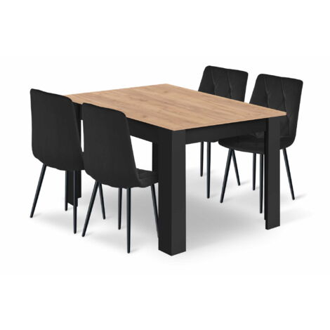 Ensemble table NP 120x80cm Craft Noir + 4 chaises LIBRA noires