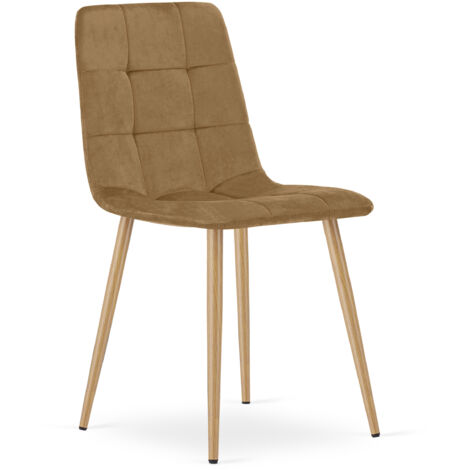Chaise Kara - velours marron / pieds couleur bois x 1 (1/5)