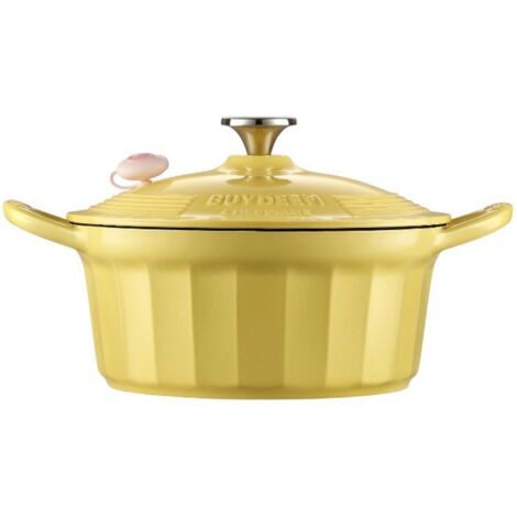 Batterie de cuisine en fonte émaillée BUYDEEM, 3,9 l, modèle CP551, jaune doux (1/4)