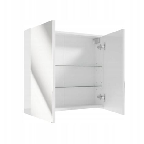 Armoire de salle de bain suspendue avec miroir, blanche, 65 x 60 x 13 cm, Salsa (1/3)
