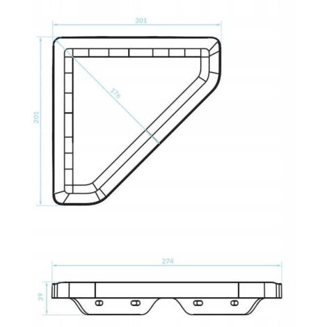 Étagère d'angle murale pour salle de bain 20,1 x 20,1 x 39 cm, noir mat, APO (1/2)