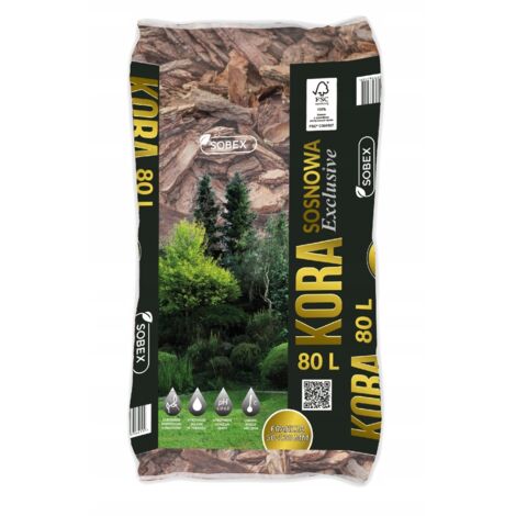 Écorce de pin de jardin, épaisseur 50-120 mm, 80 L, décorative