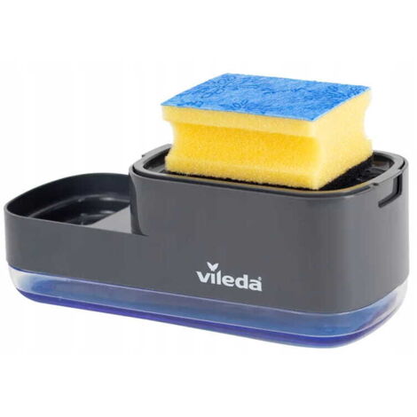 Distributeur de savon avec porte-éponge 23 x 10,2 x 8,9 cm, plastique gris (1/3)