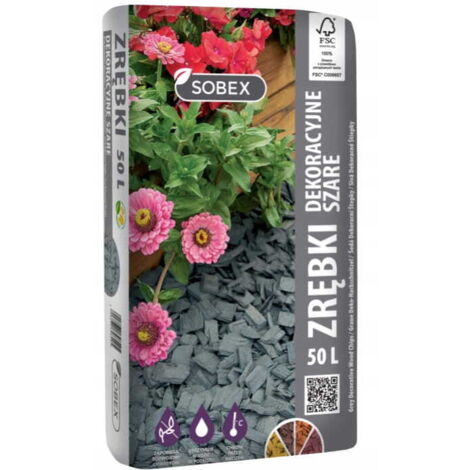 Copeaux de bois décoratifs, ornementaux, gris, 50 l, écorce